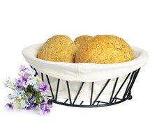 Brotkorb aus Metall mit Stofftasche Brötchenkorb Gebäckschale Schale Obstkorb 