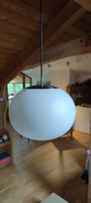 Peill & Putzler Kugellampe Pendelleuchte Opal Glas satiniert 33cm Oval 70er