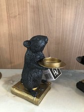 Deko Figur Maus Schwarz gold