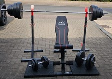 KOMPLETTSET HANTELBANK+SQAUD-RACK MIT VIEL ZUBEHÖR KLAPPBAR