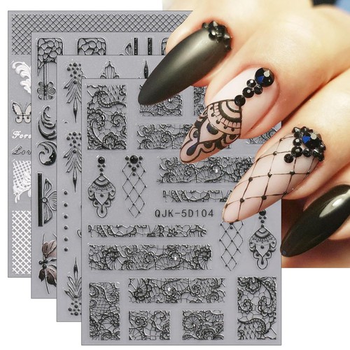 Nagelsticker schwarz weiß - schwarz,