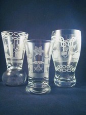 Logen-Glas Kanone m. Freimauer-Motiv  freemason glass