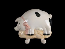 Vintage Keramik Handtuchhalter Küche Haken - Schwein - 20x23 cm - 1980er