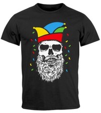 Herren T-Shirt Fasching Karneval Totenkopf mit Narrenkappe Kostüm-Ersatz