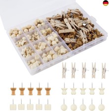 200 STK Pinnwand Pins,Pinnadeln Set Pinnadeln Holz Klein Reißzwecken 5 Stile 