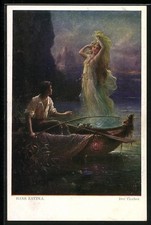 Künstler-AK Hans Zatzka: Der Fischer, Geist über dem Wasser 