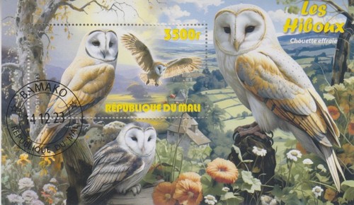 Vögel eulen mali gestempelt - vögel,