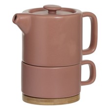Teekanne mit Tasse 400 ml rosa