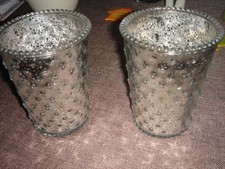 windlicht glas , silber 2x