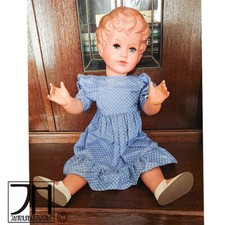 Große seltene vintage Zelluloid Schildkröt 84 Germany Puppe mit Kleidung 64cm