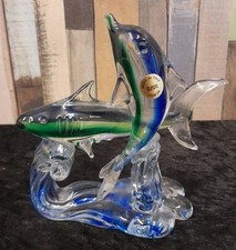 Murano Glas Figur, Glas Skulptur, Delfin und Hai