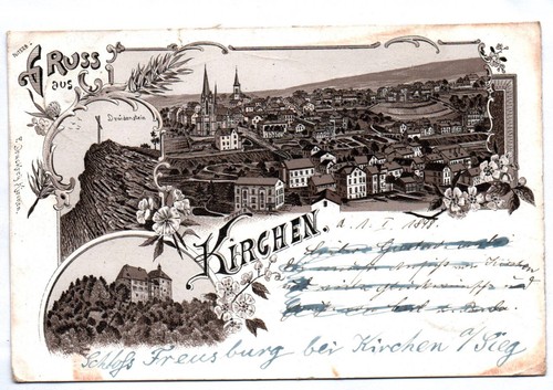 Litho kirchen sieg - ak,