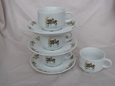 Seltmann Weiden Bavaria. Jagdgeschirr. 4x Tasse + 3x Untertasse. Jagdmotiv 