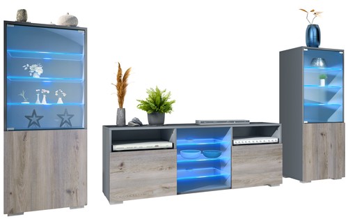 Wohnwand lowboard vitrine - wohnwand,