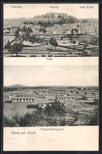 AK Bitsch, Truppenübungsplatz, Gesamtansicht mit Kasernen, Festung und Kath. l' 