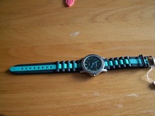 Watch-56 Armbanduhr, Damen Uhr, Silikonuhr, Wristwatc, Montre-bracelet Schw.Grün