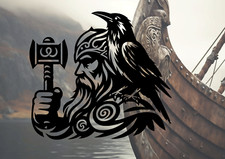 1 x 19 cm x 21 cm Odin Rabe Wikinger Aufkleber Auto