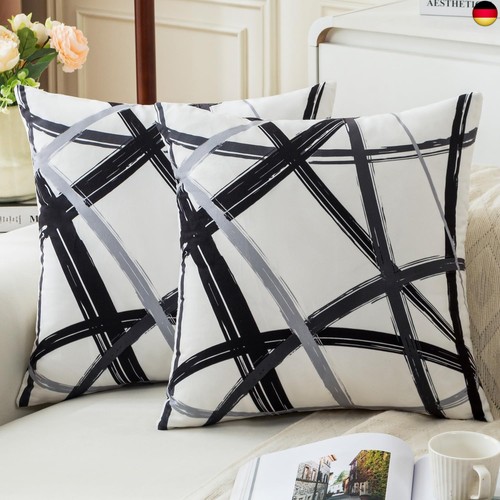 Schwarz kissenbezug 45x45 samt - schwarz,