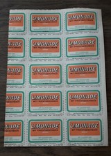 Limonade Etikettenbogen Fehlschnitt A4 Frankfurt/Oder DDR Vintage