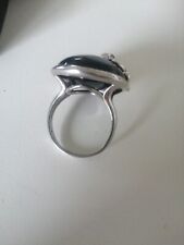 Damen Ring Silber mit Obsidian