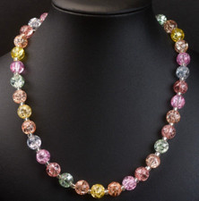 Halskette Glasperlen bunt CRASH Kette Halsschmuck 46CM Perlenkette 10MM 5027G