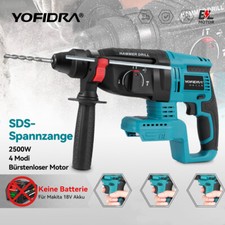 YOFIDRA® Akku Bohrhammer 4Modi Bohrmaschine SDS Hammer Bürstenlos Für 18V Makita