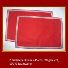 2 Tischsets, pflegeleicht,30 cm x 45 cm,rot, Baumwolle,Set,Platzset,Deckchen
