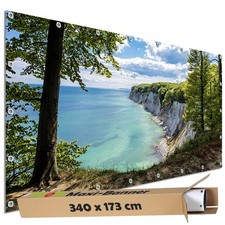 Garten Sichtschutzbanner PVC Bauzaunblende Motiv Plane Ostsee Fels Rügen 340x173