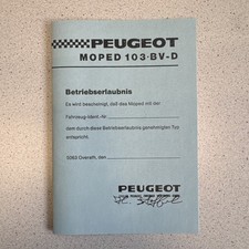 Betriebserlaubnis ABE Peugeot 103 Papiere BV-D Moped 50 Km/h blanko 