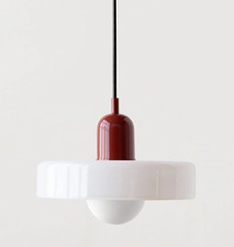 Design-Lampe  Bauhaus aus Glas, weiß und rot. Neu + Originalverpackt