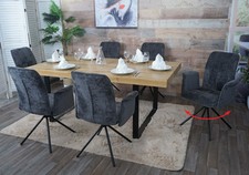 B-Ware 6er-Set Esszimmerstuhl MCW-N99, Armlehne, Chenille Öko-Tex dunkelgrau