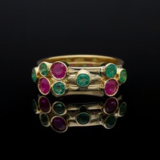 Gold Ring Smaragd Rubin 1,00