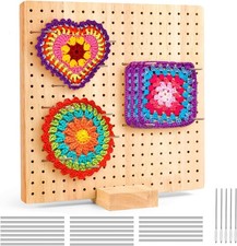 MXTIMWAN Granny Square Spanner,Handcrafted Wooden Blocking Board Häkeln,Bambus