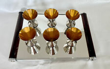 Art Deco Likör Set Spiegel Tablett Gläser Chrom Vergoldet Palisander 1930