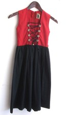 Kinder Trachten Dirndl ärmellos rot, Rock schwarz Gr. 128 v. Isar Trachten