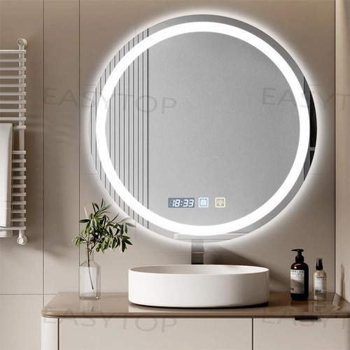 Led badspiegel mit uhr - led,