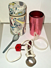 Tauchsieder Set Reise Camping klein mit Tasche + Becher 50er Jahre Dekor -Retro