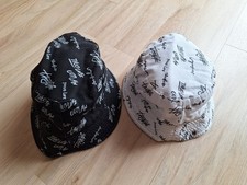 2x Mütze Fischerhut Sommer schwarz &weiss Jugendliche Erwachsene
