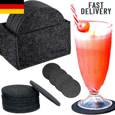 14er Set-Filz Glasuntersetzer rund Schwarz Filz untersetzer, Getränkeuntersetzer