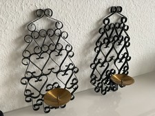 2 Wand Kerzenhalter- Schmiedeeisen ! DDR Kunstgewerbe ! 1970 er Jahre !  schwarz