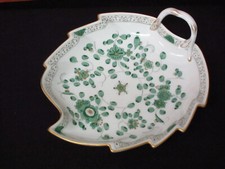 MEISSEN INDISCHE REICHE MALEREI GRÜN GROßE BLATT SCHALE DEKOR 343310 1.WAHL