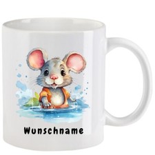 Tasse mit Maus aquarell Teil 4 - mit oder ohne Wunschname - 10 Motive