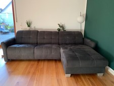 Sofa L-Form Rundecke Phill Hill Forbach Lederlook grau