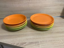 Teller Set - 12 Stück - 6 Speiseteller - 6 Suppenteller - bunt -