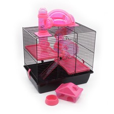 XL Nagerkäfig Rocky pink Tunnelsystem 42x29x50cm Hamsterkäfig Mäusekäfig Käfig