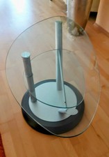 Glastisch Wohnzimmer, zweistufig, Nierenform, transparent