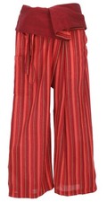 Thai Fischerhose aus gestreift gewebter, feiner Baumwolle, Wickelhose, Yogahose
