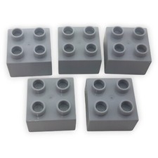5x Lego Duplo Stein Brick Noppen 2x2 3437 Light Bluish Gray Baustein Ritter Burg