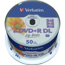 50er Multipack Verbatim 97693 DVD+R DL Rohling 8.5 GB 50 St. Spindel Bedruckbar