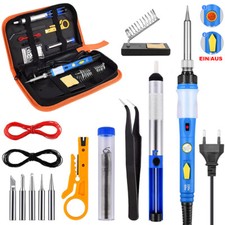 Lötkolben Set 60W Lötstation Regelbar Feinlötkolben Soldering Iron Entlötpumpe